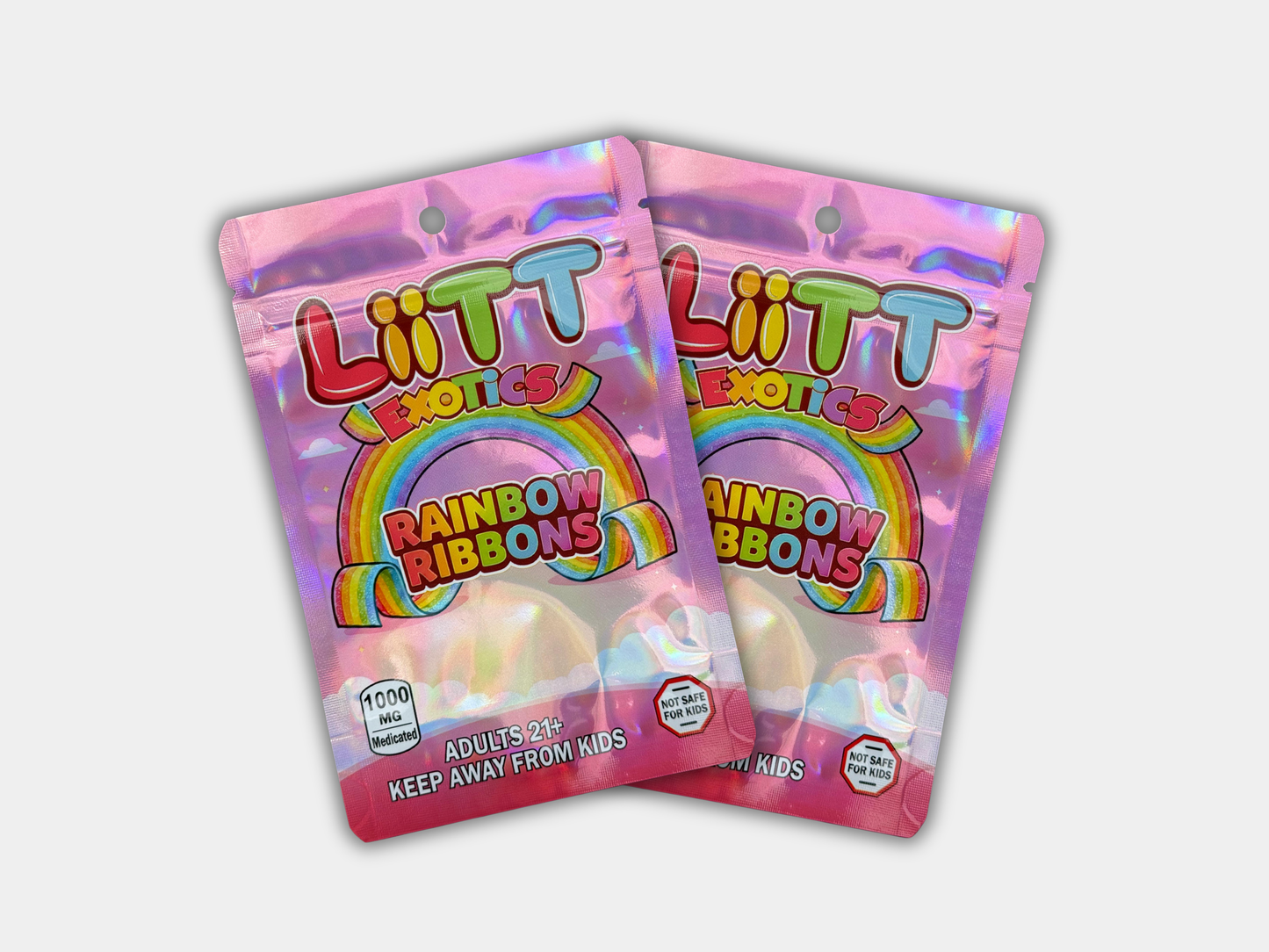 Liit Exotics Rainbow Ribbons EMPTY Mylar Bag 1000 MG