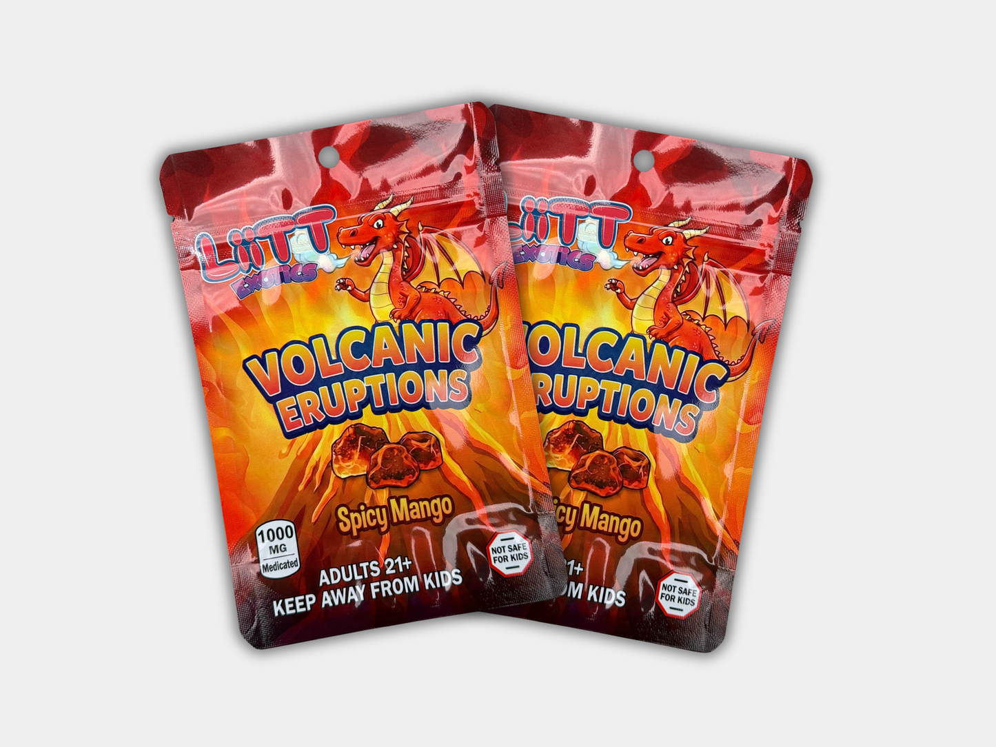 Liit Exotics Volcanic Eruptions Spicy Mango EMPTY Mylar Bag 1000 MG