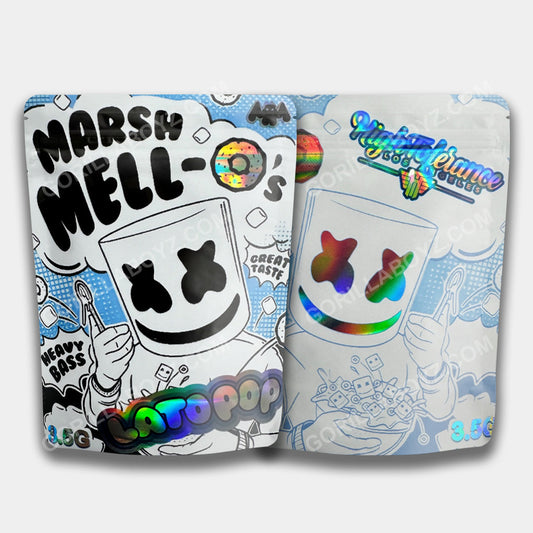 A high-quality Marshmellos Lato Pop Mylar bag designed for 3.5 grams. This smell-proof packaging locks in freshness & potency while offering secure storage.