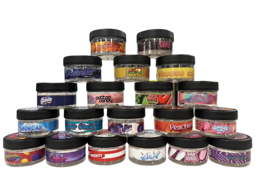 3.5g Jars with Stickers (Plastic jars included)
