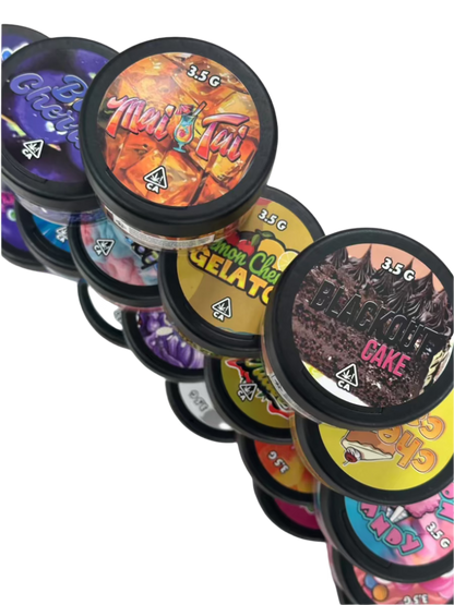 3.5g Jars with Stickers (Plastic jars included)