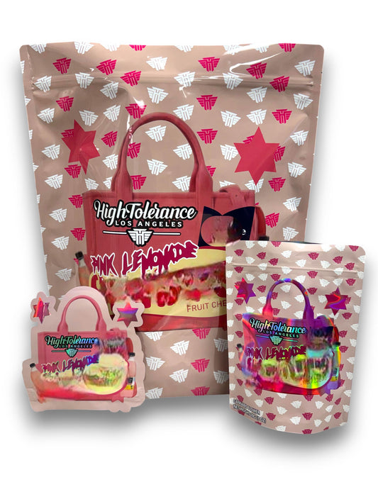 Pink Lemonade Combo Pack Mylar Bag Set – 32 (3.5g), 16 (1oz), 1 (1lb)