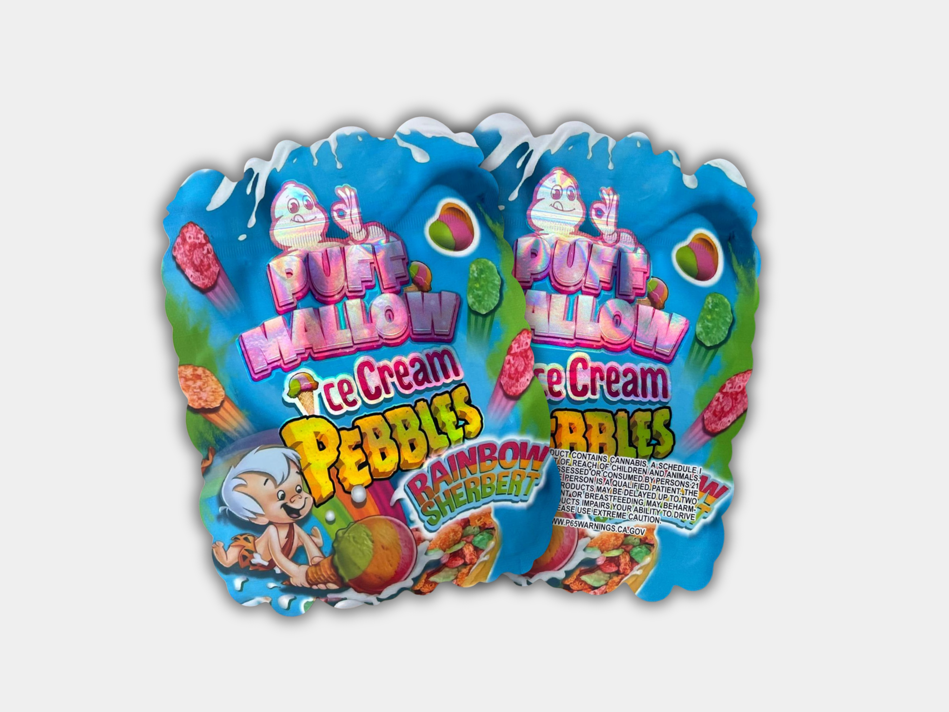 Puff Mallow Ice Cream Pebbles Rainbow Sherbert – 3.5G Mylar Bag