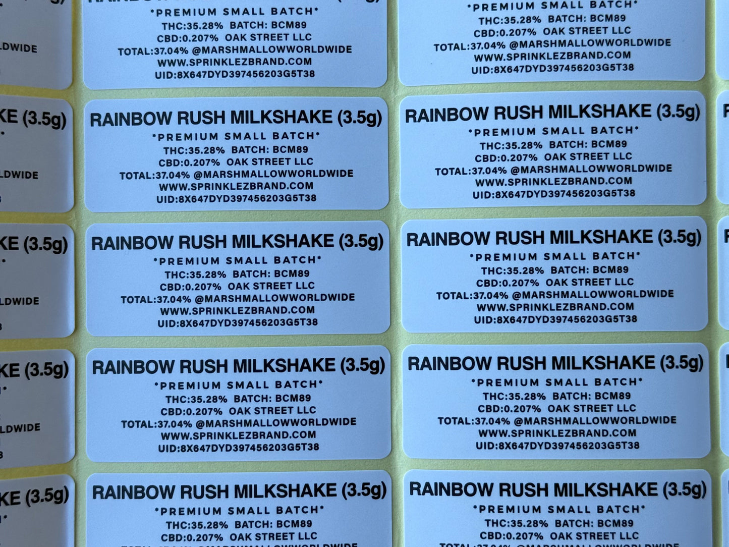 Rainbow Rush Milkshake 3.5G Sprinkelz Mylar Bag (Label & Authenticity Stickers Included)
