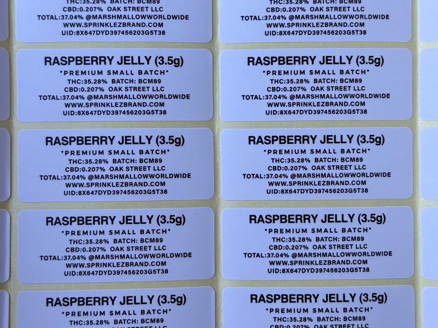 Raspberry Jelly Marshmallow 3.5G Sprinkelz Mylar Bag (Label & Authenticity Stickers Included)