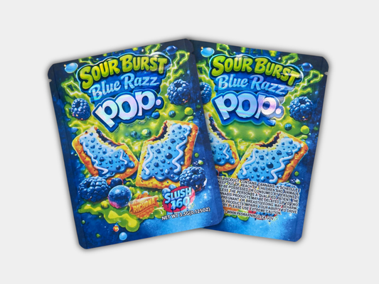 Sour Burst Blue Razz Pop 3.5G Mylar Bag