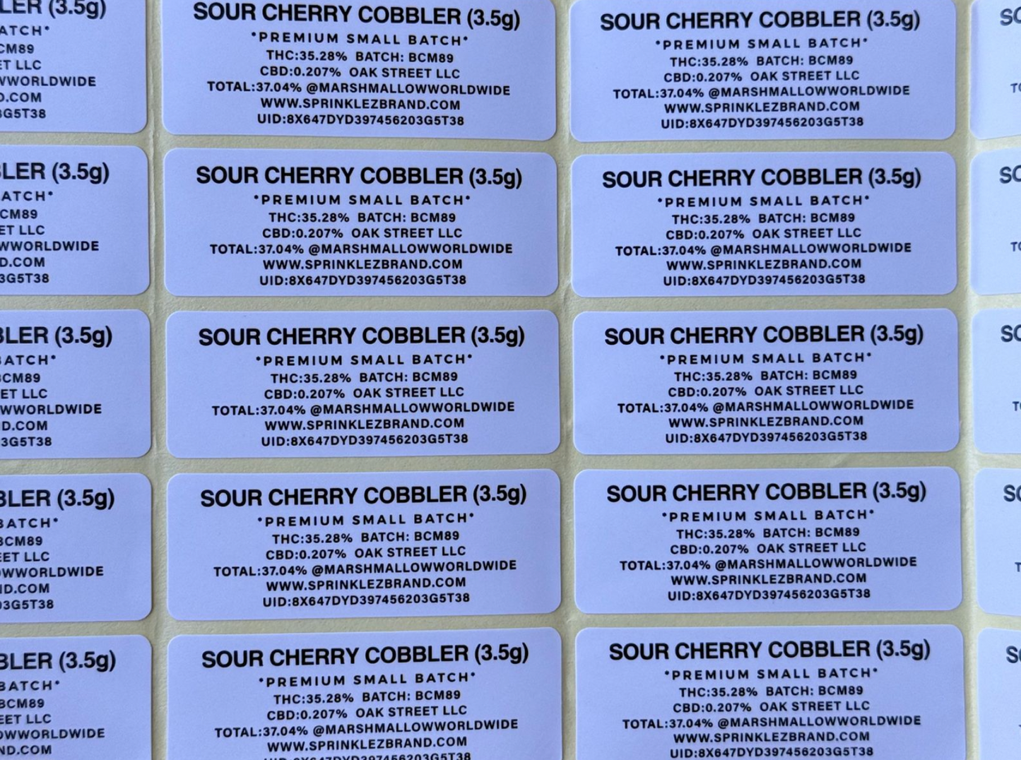 Sour Cherry Cobbler 3.5G Sprinkelz Mylar Bag (Label & Authenticity Stickers Included)
