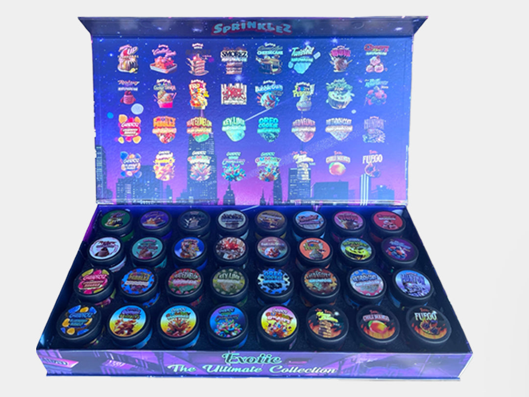 VARIETY PACK SPRINKLEZ GLASS JARS - 32 DESIGNS WITH MASTER BOX (EMPTY JARS)
