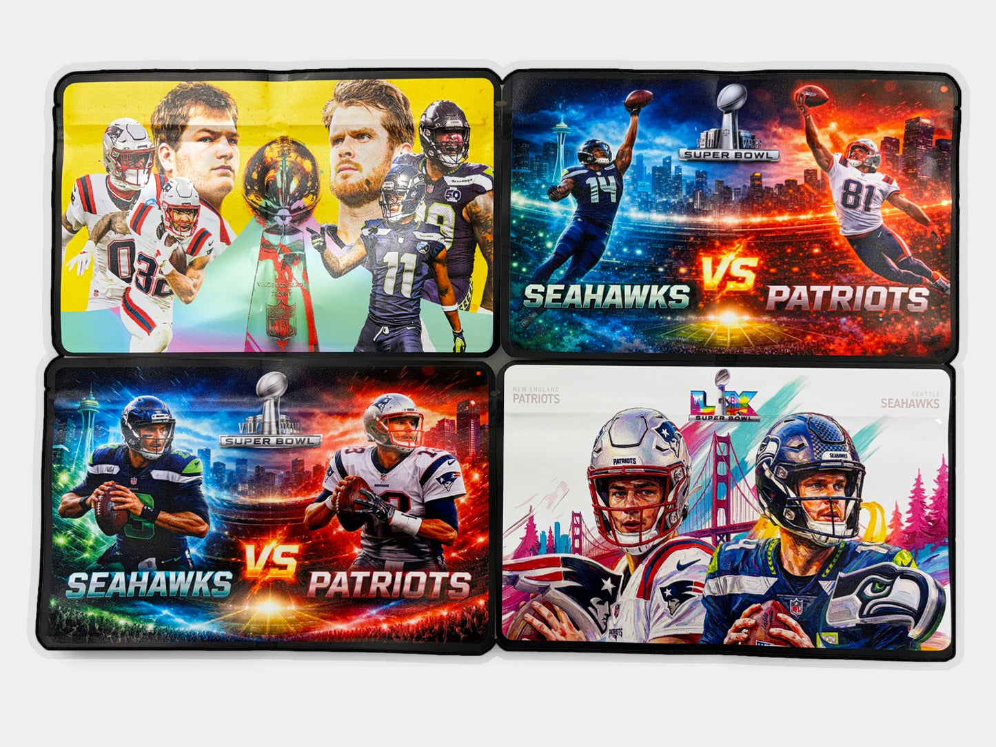 2026 Super Bowl Collection –  4 Designs Mylar Set (Duel Bag 7g Bag)
