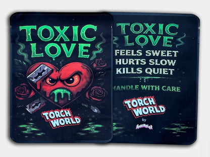 Toxic Love 3.5G Torch World Mylar Bag (Label & Authenticity Stickers Included)