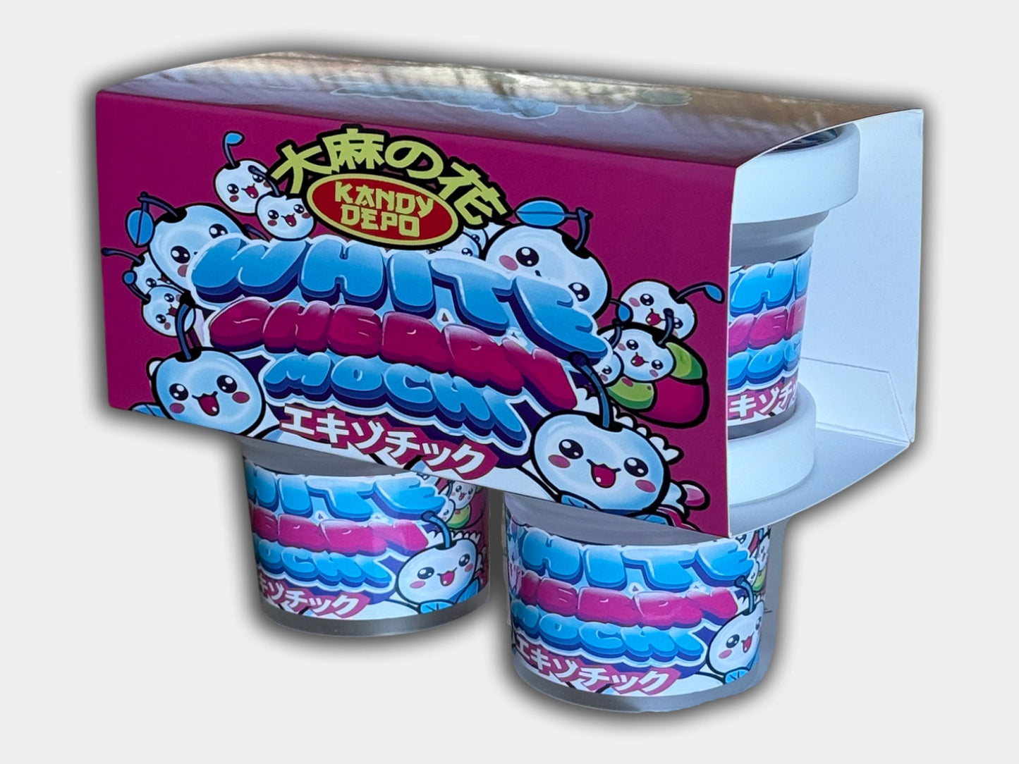 White Cherry Mochi 4 jar set with box (3.5g Ice Cream Jar Set)