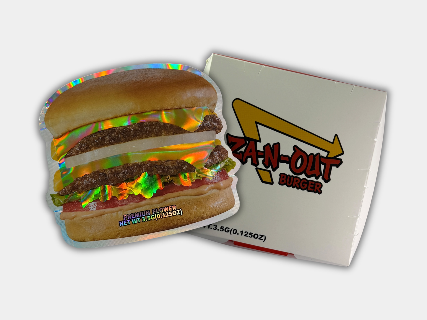 Za-N-Out Burger Double Double Mylar Bag + Matching Box