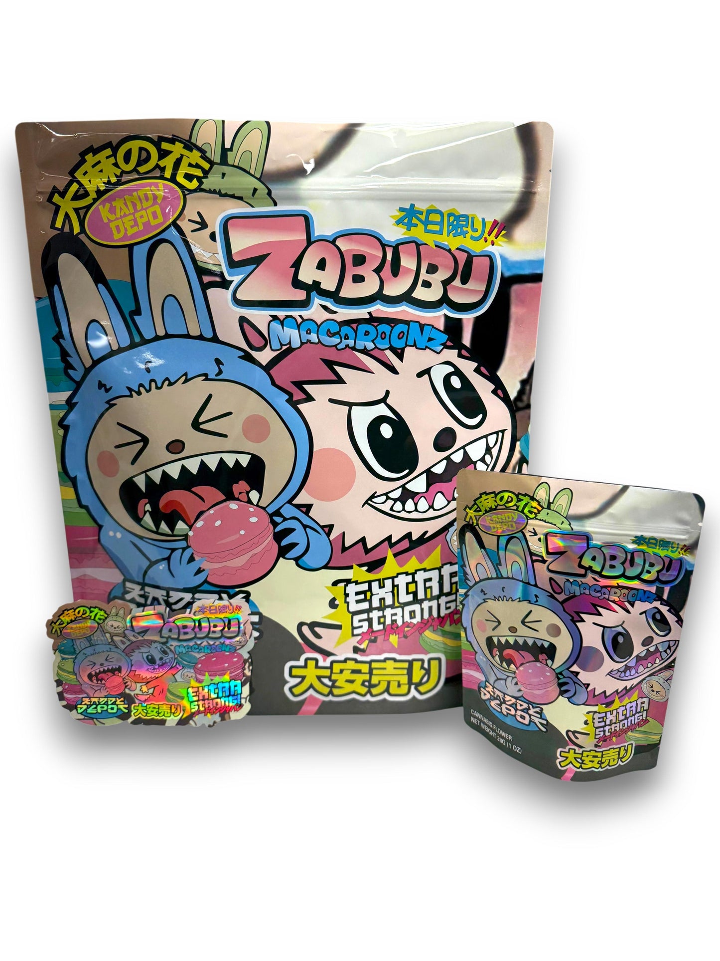 Zabubu Macaroonz Combo Pack Mylar Bag Set – 32 (3.5g), 16 (1oz), 1 (1lb)