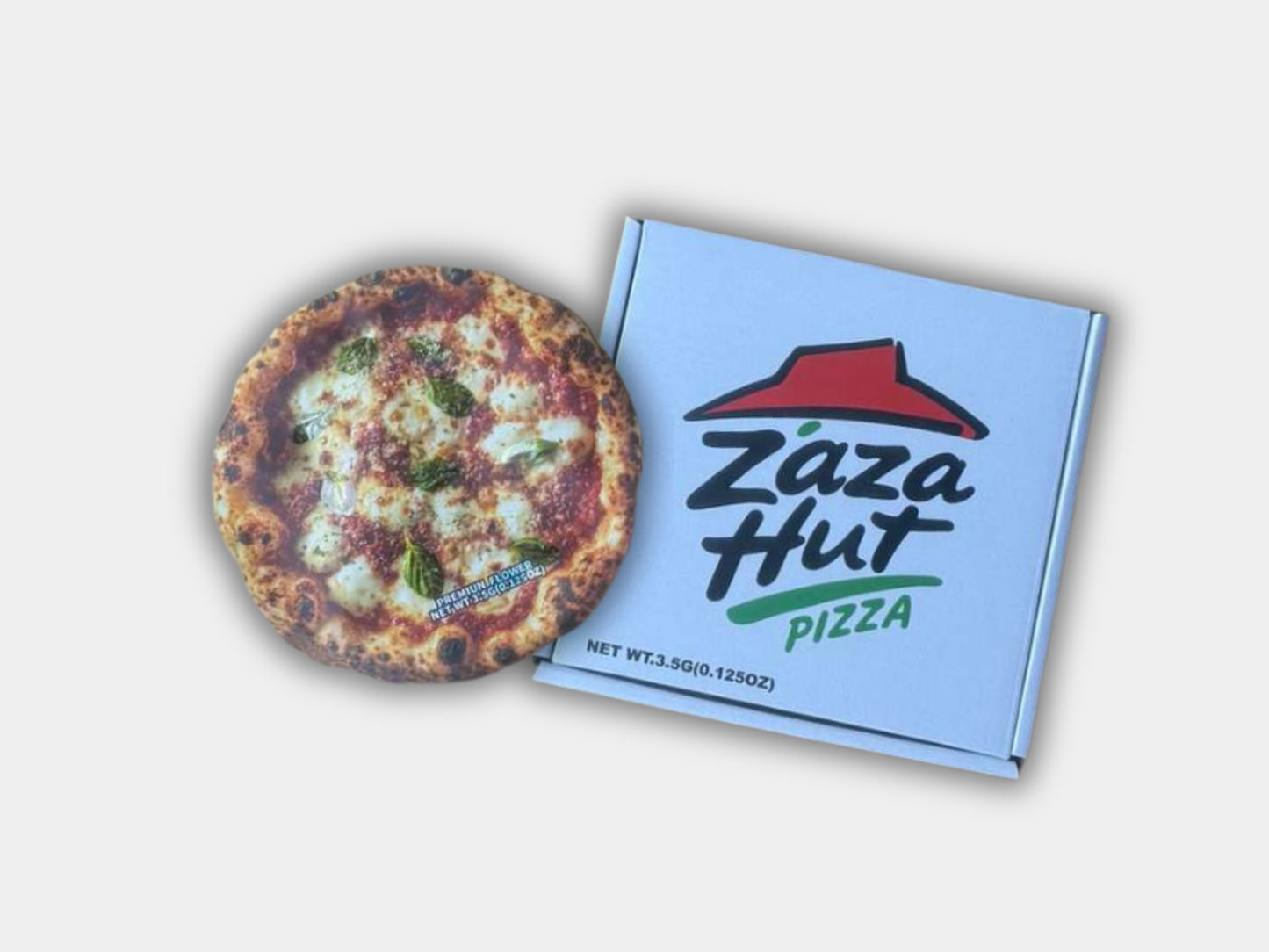Zaza Hut Pizza Box with Mylar Bag – 3.5G Box Packaging
