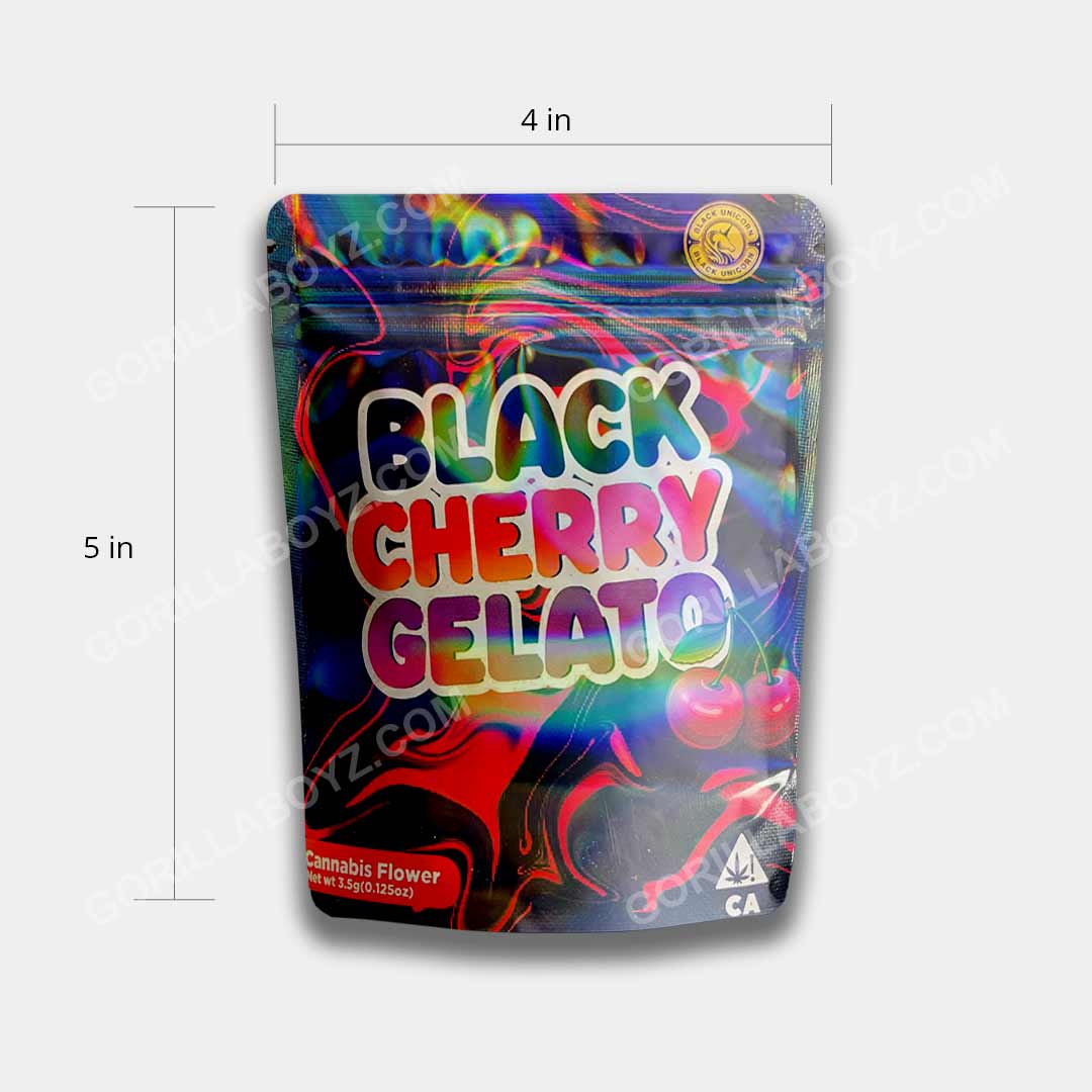Black Cherry Gelato mylar bags 3.5 grams