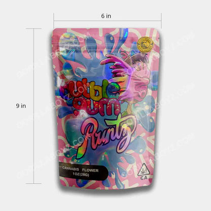 Bubblegum Runtz holographic 1 ounce mylar bags