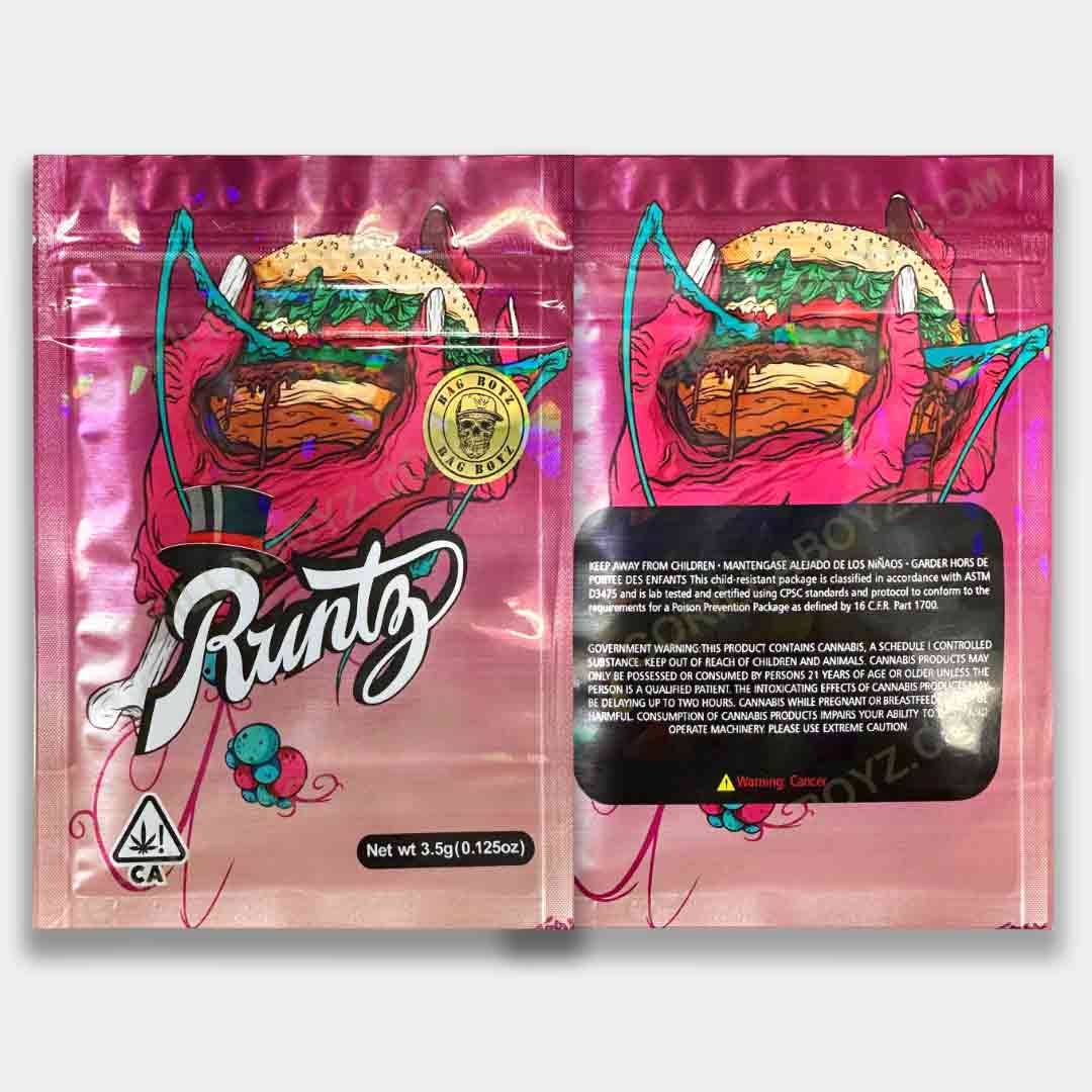 Runtz Mcruntz Hamburger holographic mylar bags 3.5 grams