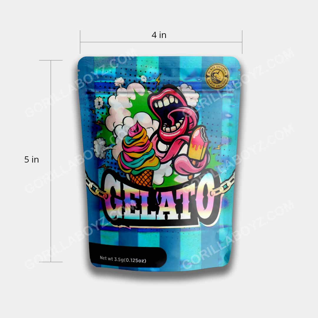 Gelato mylar bags 3.5 grams dimensions