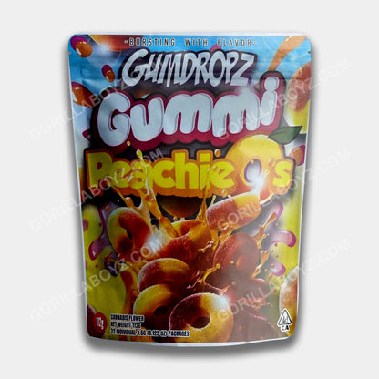 Gumdropz Gummi Peachieos 112 Gram - 1 Pound sticker Mylar Bag