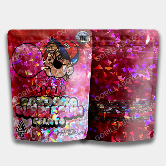 Pink Bazooka Bubblegum Gelato mylar bags 3.5 grams