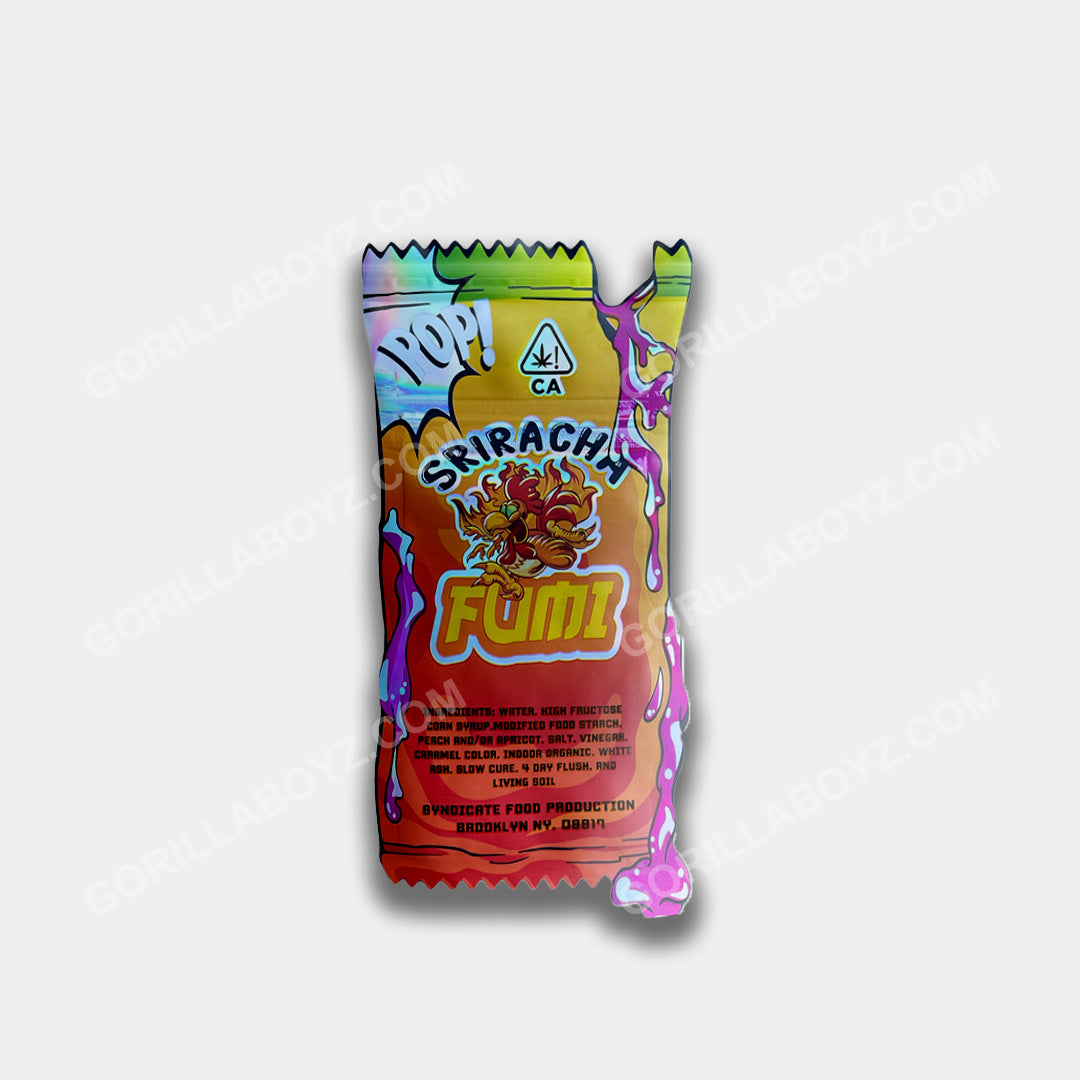 Siracha Fumi holographic mylar bags 3.5 grams