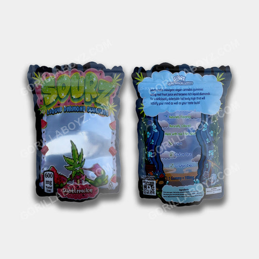 Sourz Watermelon 600 mg edibles packaging 