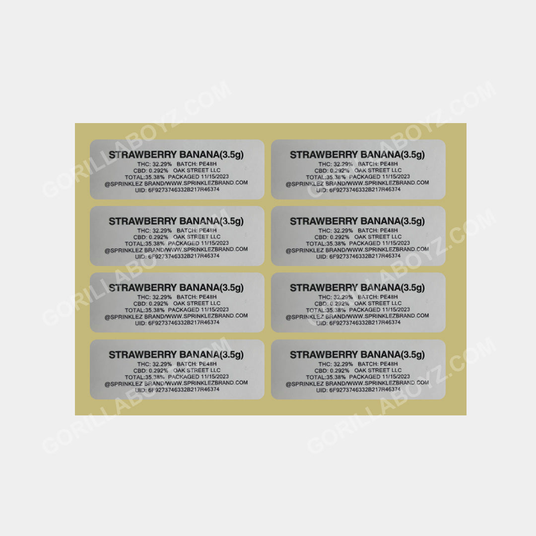 Gumdropz Strawberry Banana stickers for mylar bags
