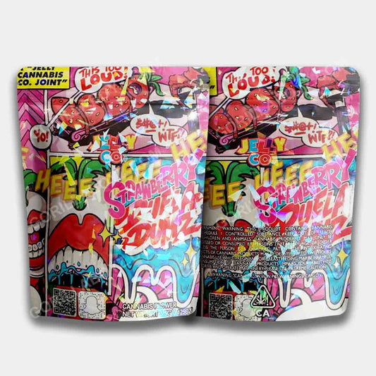Strawberry Duela Dumz Holographic mylar bags 3.5 grams