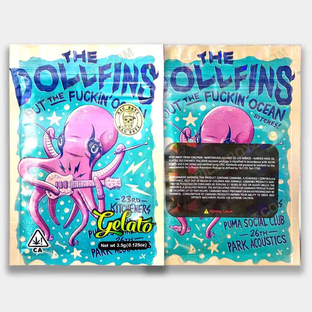 Gelato The Dollfins holographic mylar bags 3.5 grams