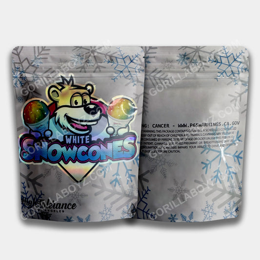 White Snowcones mylar bags 3.5 grams